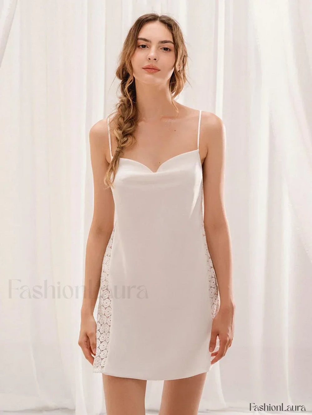 Spaghetti Strap Backless Dress Two Piece Set WHITE / S