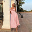 Spaghetti Strap Lace Up Floral Dress pink / S
