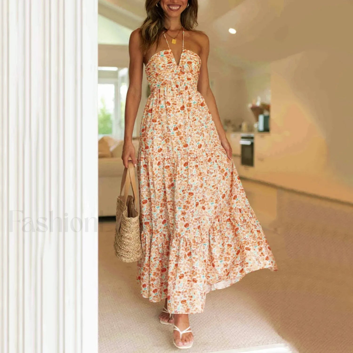 Spaghetti Strap V-neck Floral Dress Secondary image