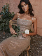 Sparkle Glitter Split Maxi Dress