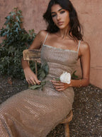 Sparkle Glitter Split Maxi Dress