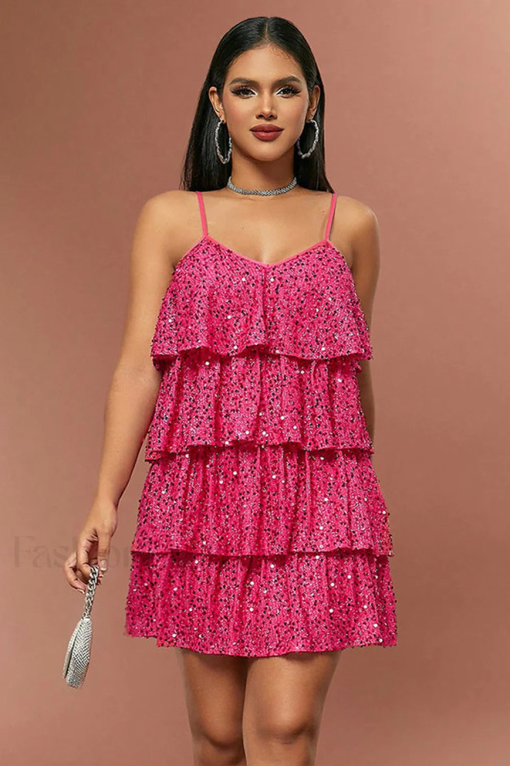 Sparkly Layered Cake Charming Cami Party Dress