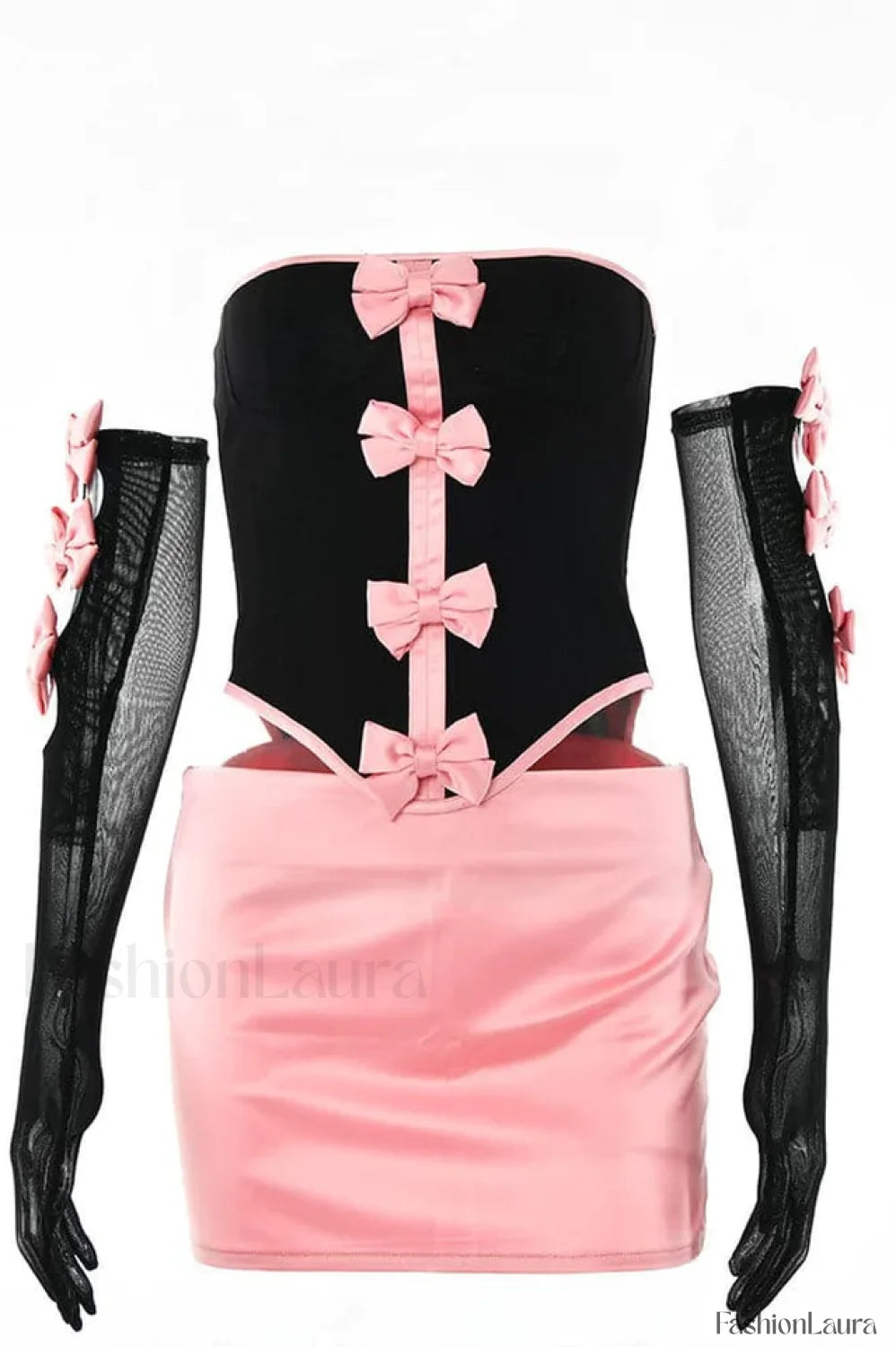 Spice Bow Knot Charming Skirt Two Piece Set