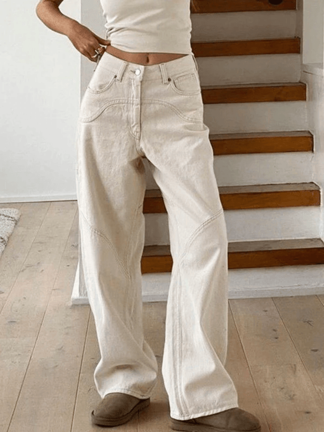 Splice Straight Leg Cargo Jeans Beige / S Jeans Main image