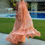 Spliced Dot Backless Halter Maxi Dress ORANGE / S
