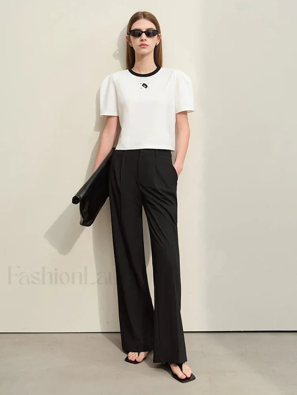 Spliced Mutton Sleeve T Shirt