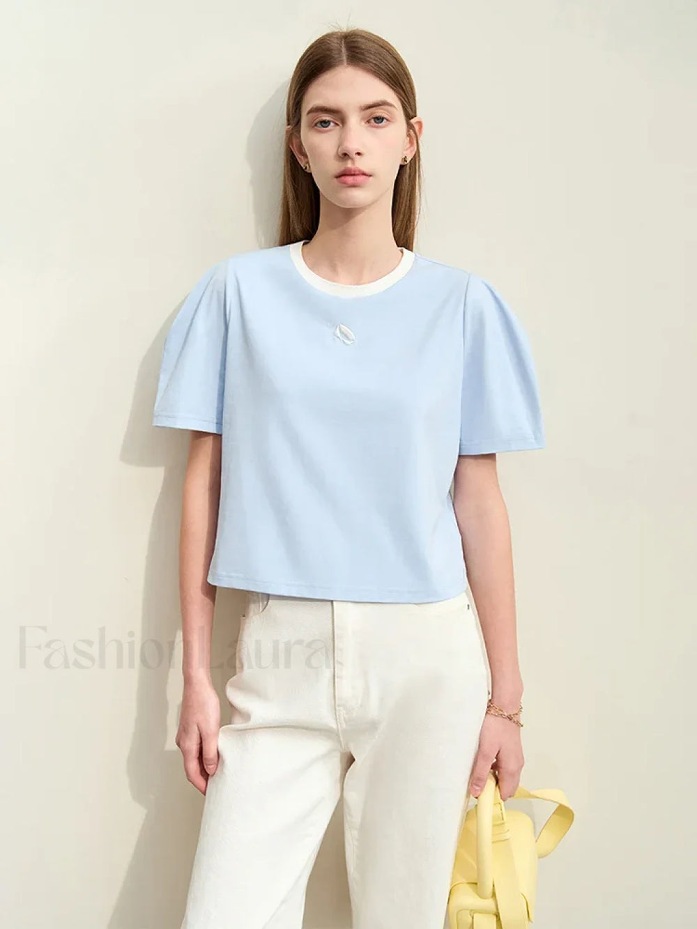 Spliced Mutton Sleeve T Shirt