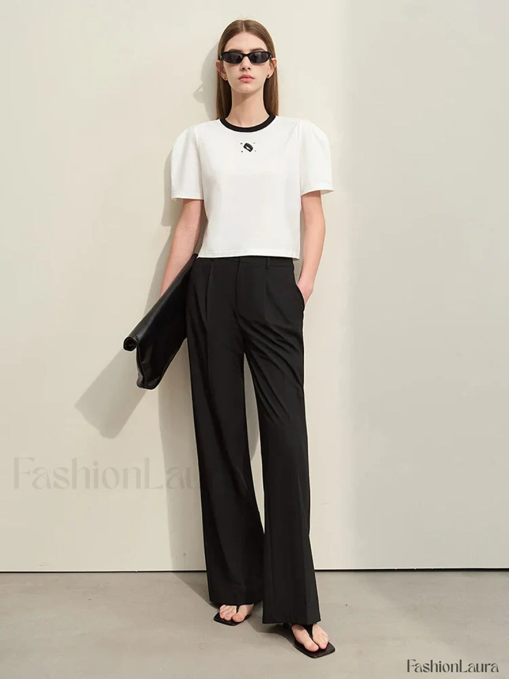 Spliced Mutton Sleeve T Shirt
