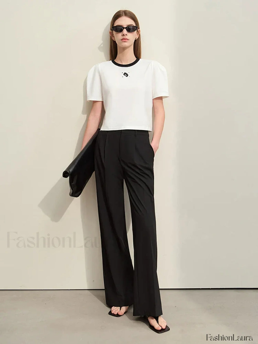 Spliced Mutton Sleeve T Shirt