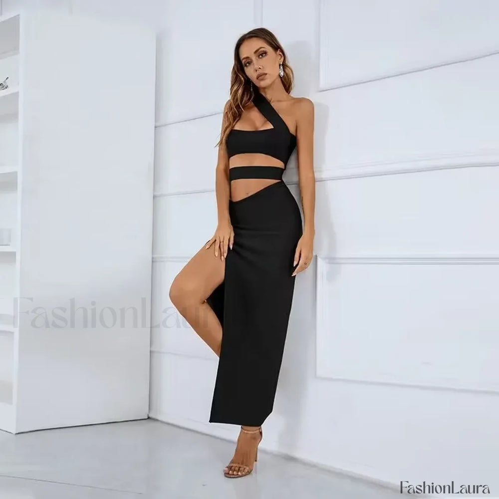 Split Bandage Bodycon Midi Dress