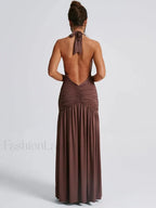 Split Deep V Neck Maxi Dress