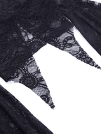 Split Lace Cropped Long Sleeve Blouse Shirts