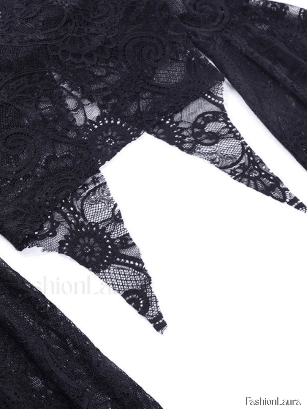 Split Lace Cropped Long Sleeve Blouse Shirts