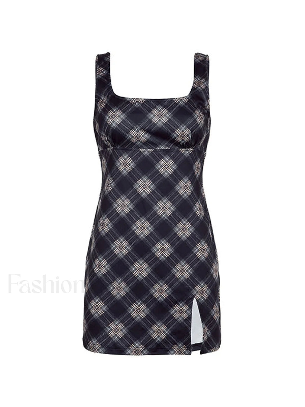 Split Sleeveless Checkered Mini Dress Mini Dresses