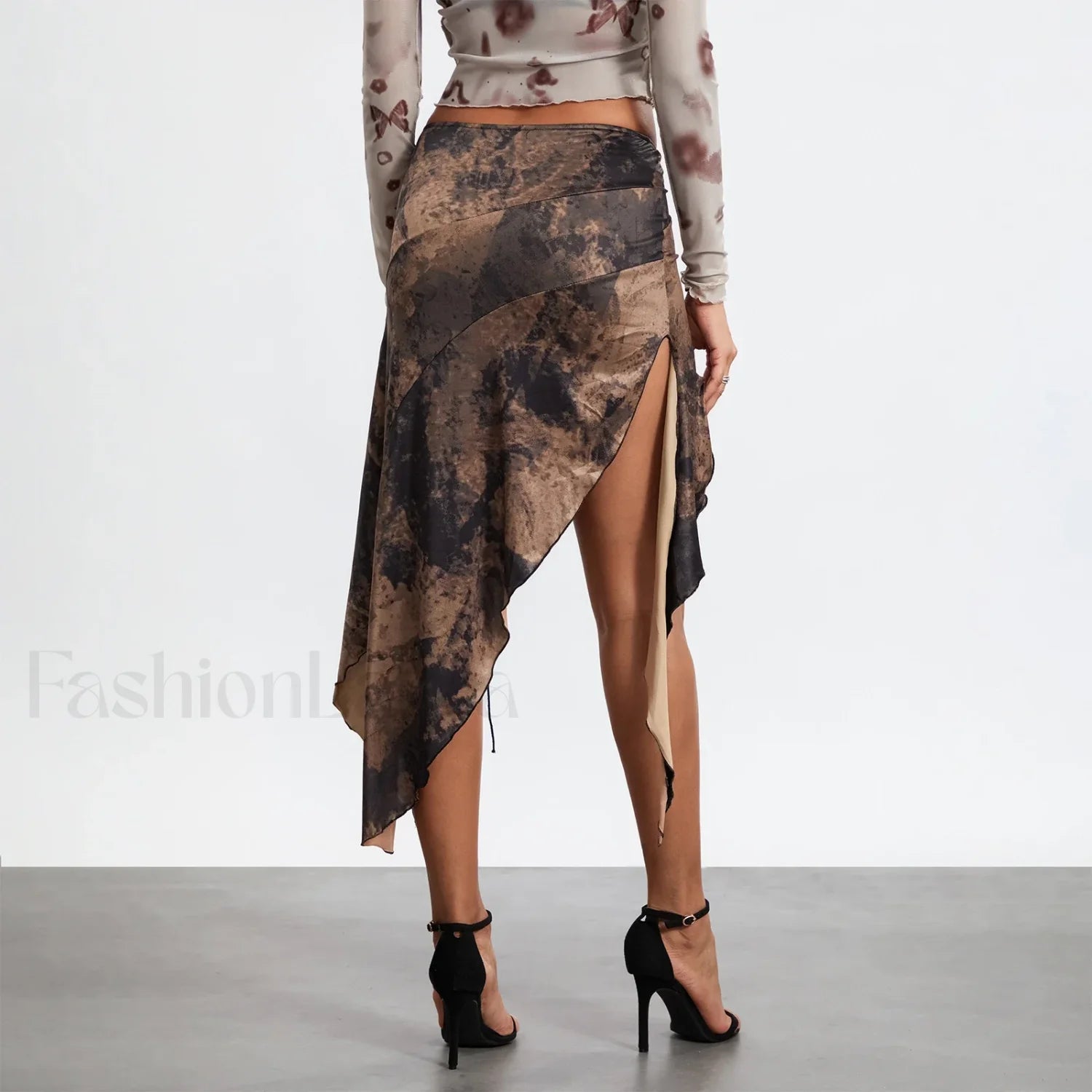 Split Tie Up Midi Ruffle Skirt