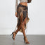 Split Tie Up Midi Ruffle Skirt MULTI / S