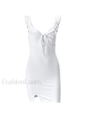 Split V Neck Mini Dress Mini Dresses