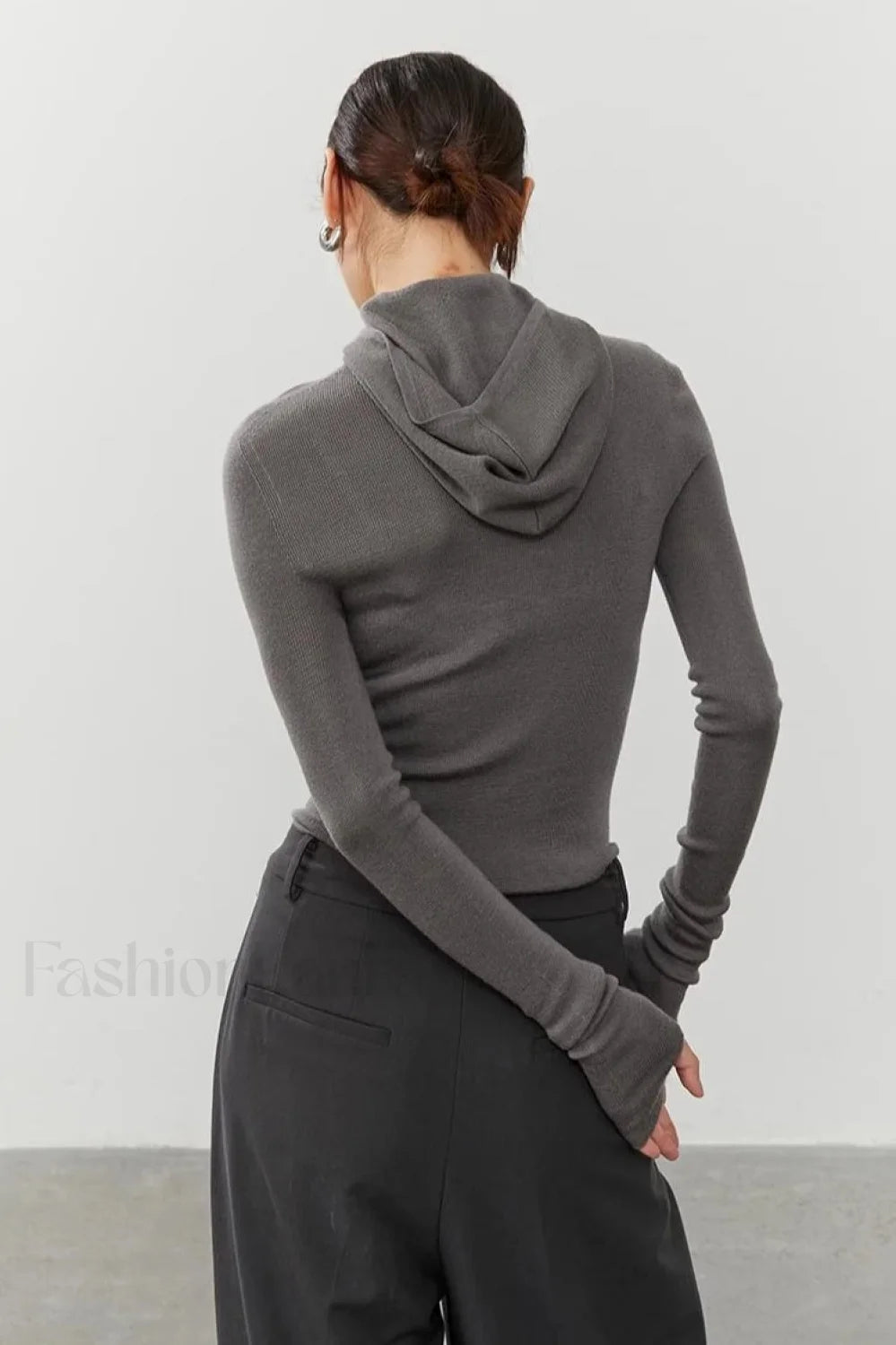 Sport Style Slim Knit Hooded Hoodie