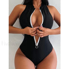 Sports Push Up Closed Swim One Piece black / S