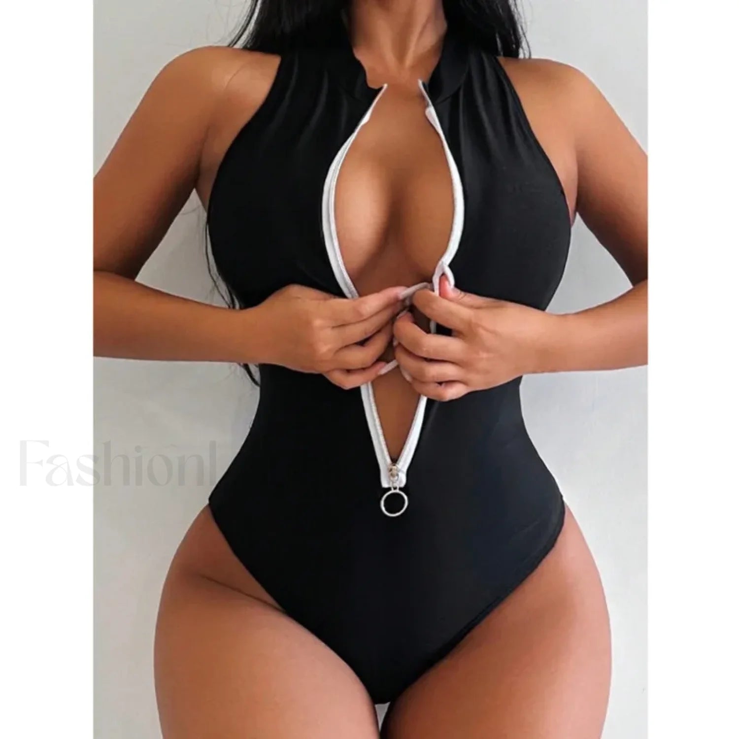 Sports Push Up Closed Swim One Piece black / S