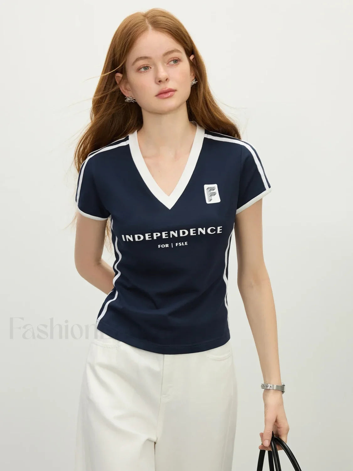 Sporty Cropped Racerback Jersey T Shirt Main image