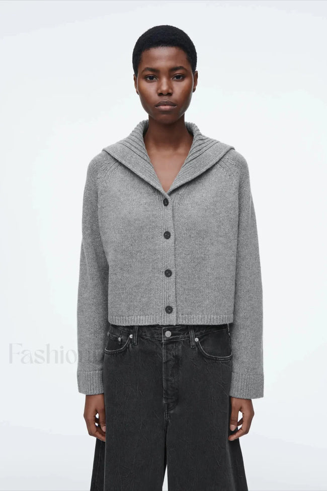 Spring Gray Crew neck Knit Cardigan Main image
