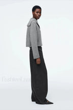 Spring Gray Crew neck Knit Cardigan