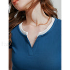 Spring New Basic Cotton Short T Shirt Blue / S