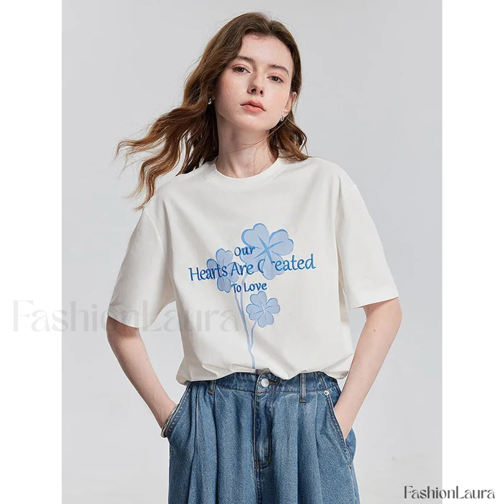 Spring New Casual Loose Cotton T Shirt