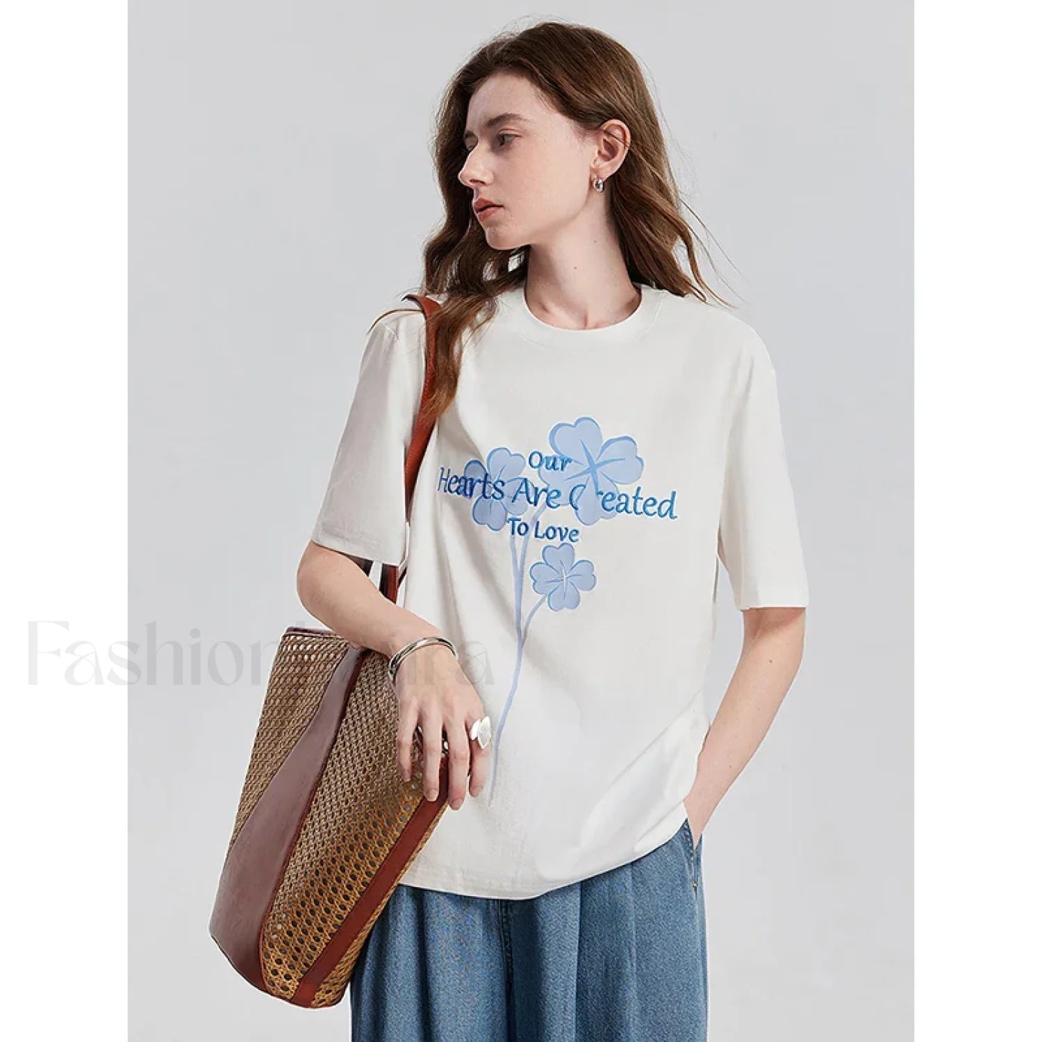 Spring New Casual Loose Cotton T Shirt Beige / S Main image
