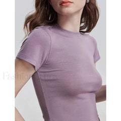 Spring New Casual Short Sleeve T Shirt Purple / S