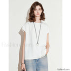 Spring New Round Neck Cotton T Shirt White / S