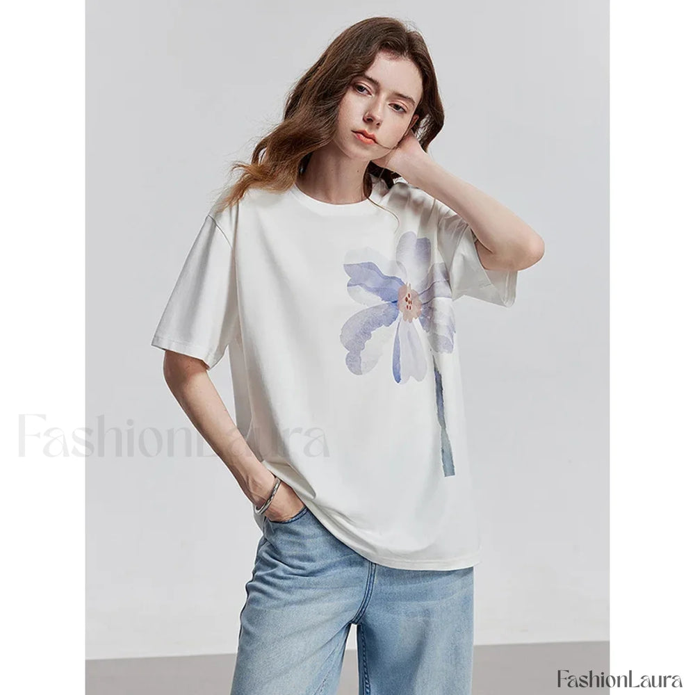 Spring New Short Sleeve Basic T Shirt Beige / S