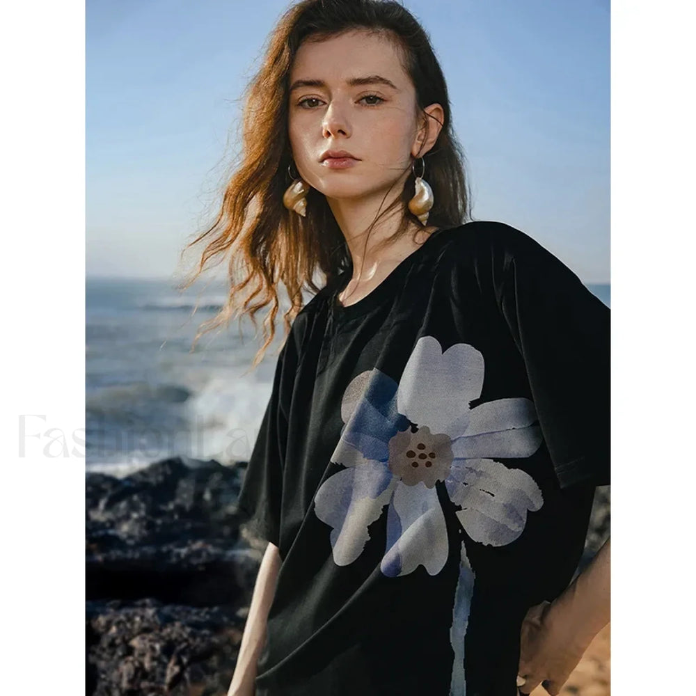 Spring New Short Sleeve Basic T Shirt Black / S