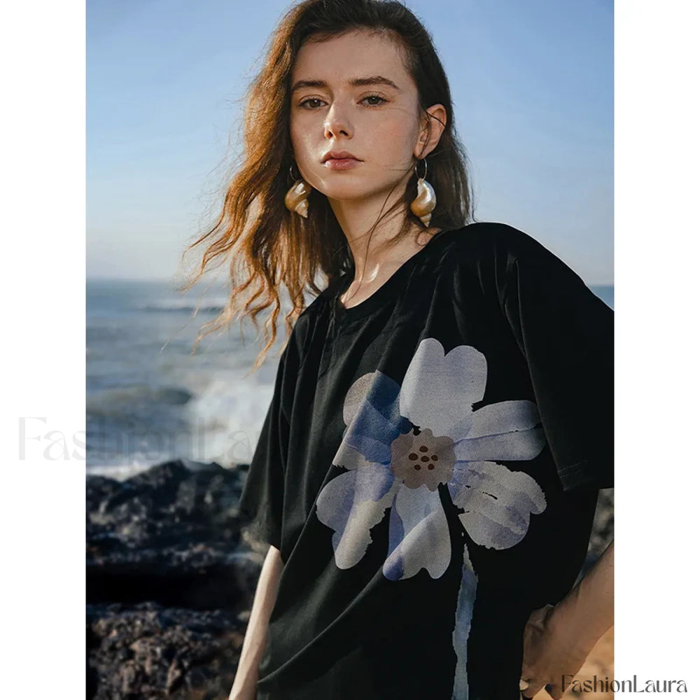 Spring New Short Sleeve Basic T Shirt Black / S