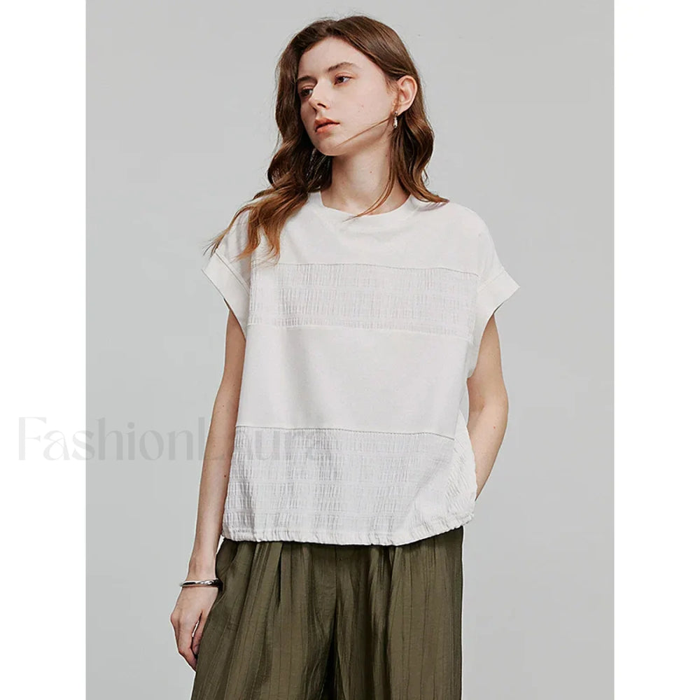 Spring New Short Sleeve Casual T Shirt Beige / S