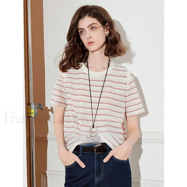 Spring New Short Sleeve Cotton T Shirt Pink / S Main image