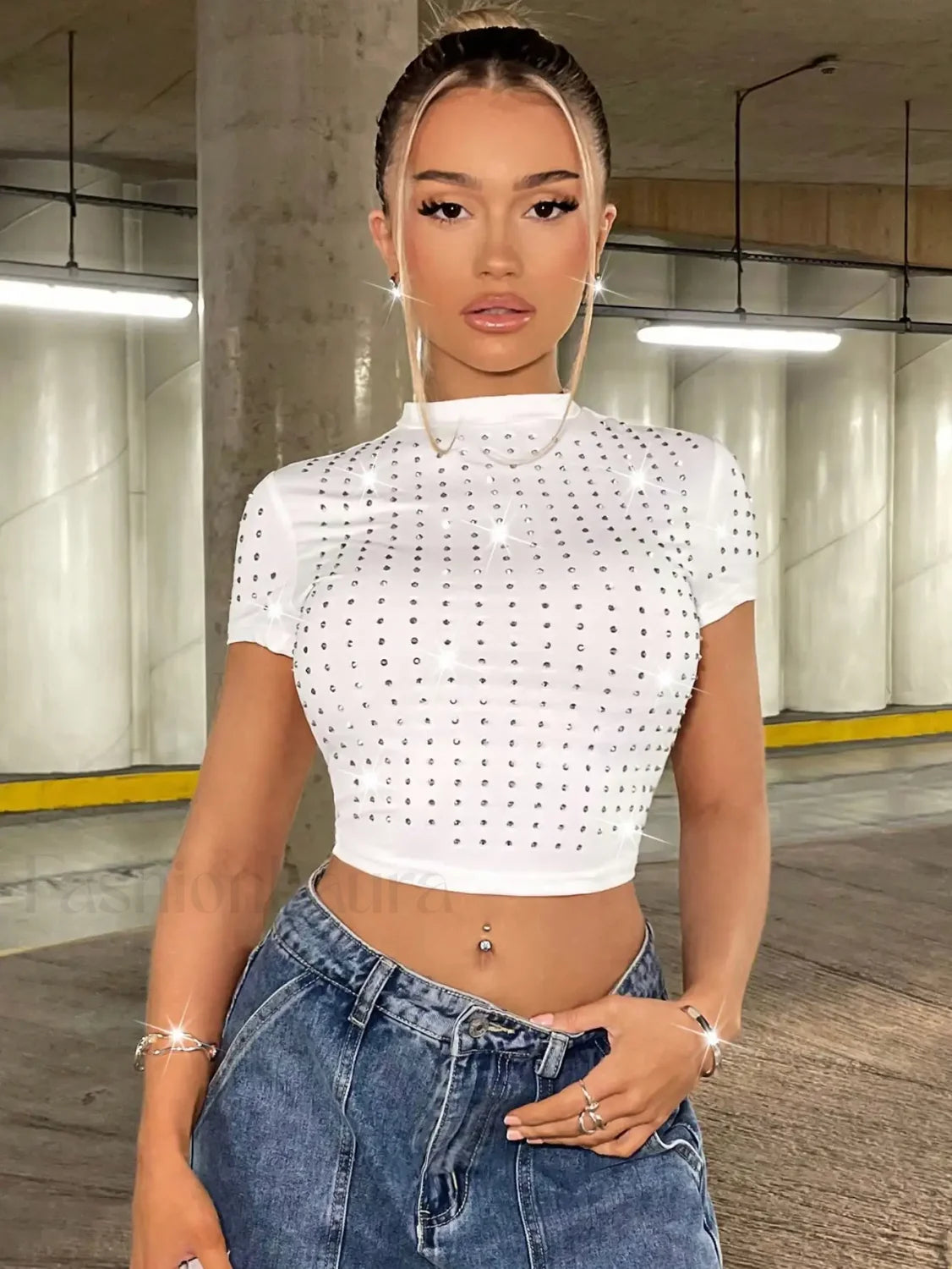 Spring Summer Sweet Spice Girl Slimming Crop Top white / XS Main image