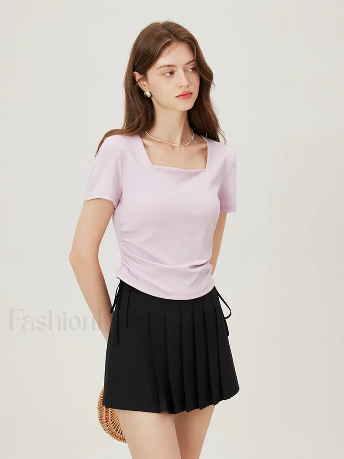 Square Collar Casual Elegant T-Shirt Secondary image