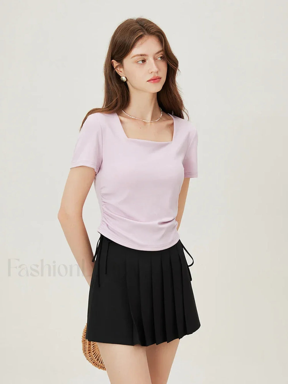 Square Collar Casual Elegant T Shirt