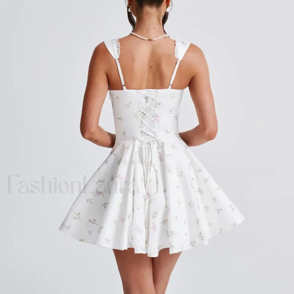 Square Collar Chic Floral Dress
