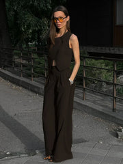 Square Collar Crop Pants Pajama Two Piece Set