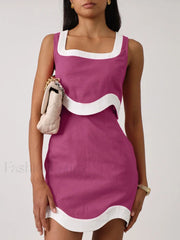 Square Collar Crop Skirt Nightwear Two Piece Set