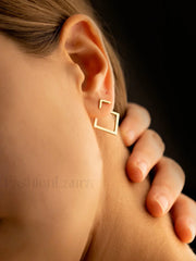 Square Geometric Stud Earrings Gold / One Size Earrings