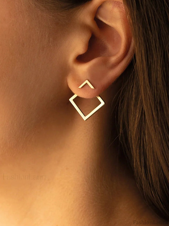 Square Geometric Stud Earrings Gold / One Size Earrings Main image