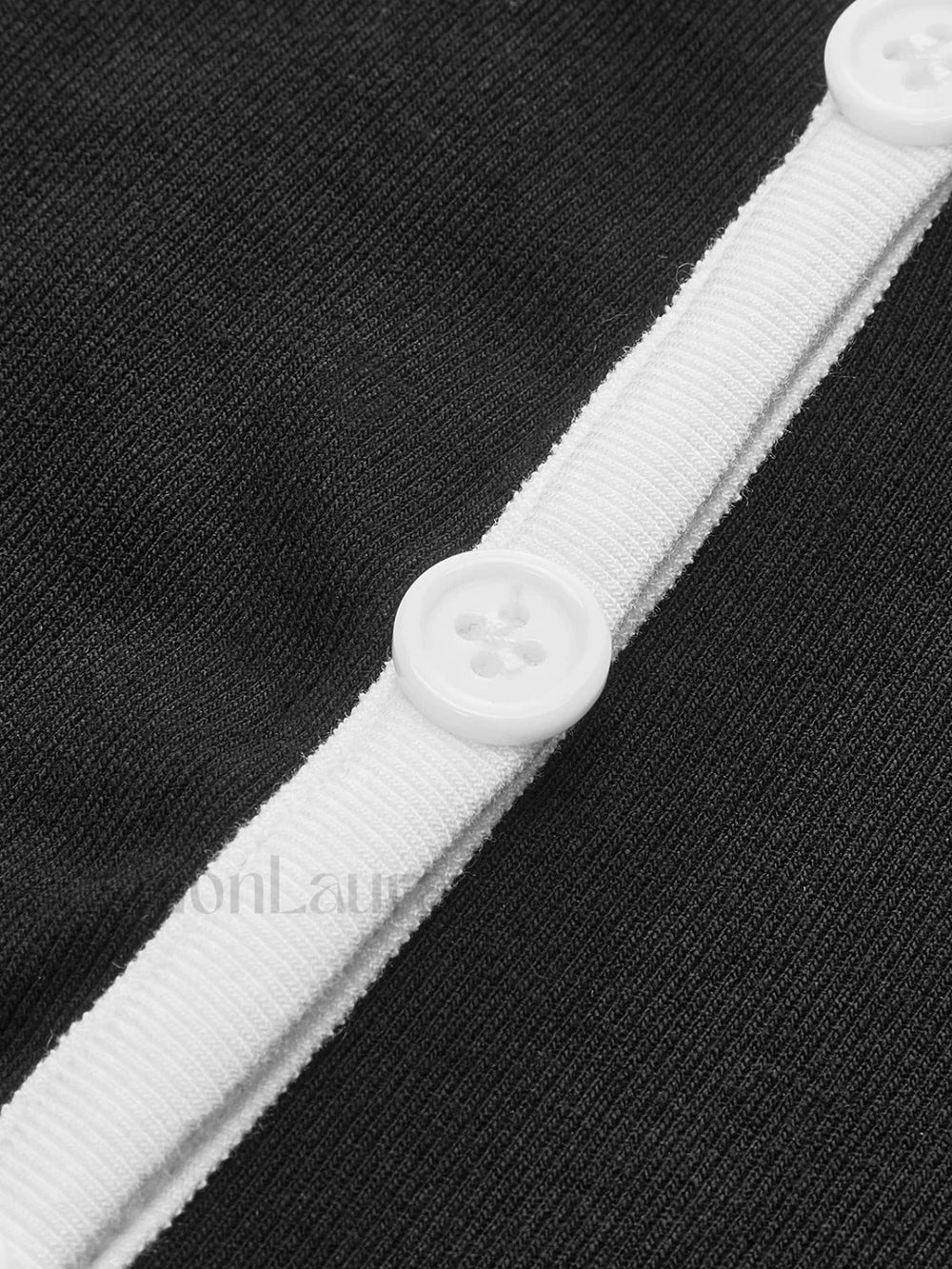 Square Neck Contrast Trim Long Sleeve Knit Shirt T Shirts