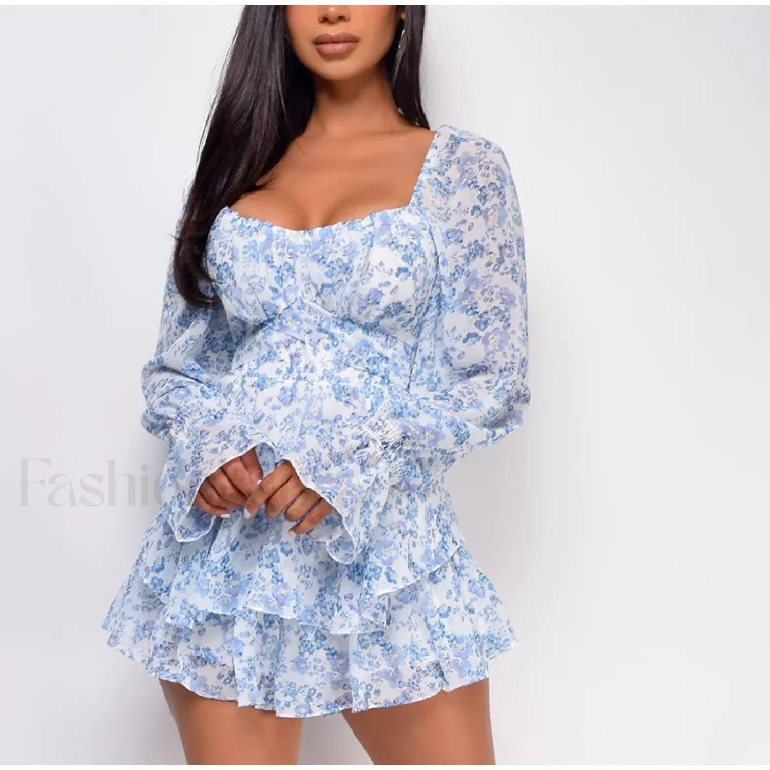 Square Neck Jumpsuit Floral Dress
