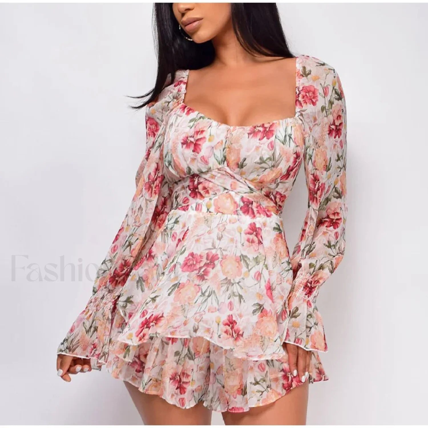 Square Neck Jumpsuit Floral Dress Secondary image