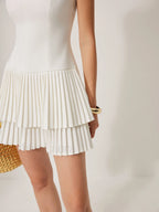 Square Neck Pleated Dress Dresses