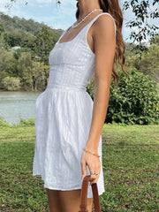 Square Neck Ruffles Mini Dresses Mini Dresses